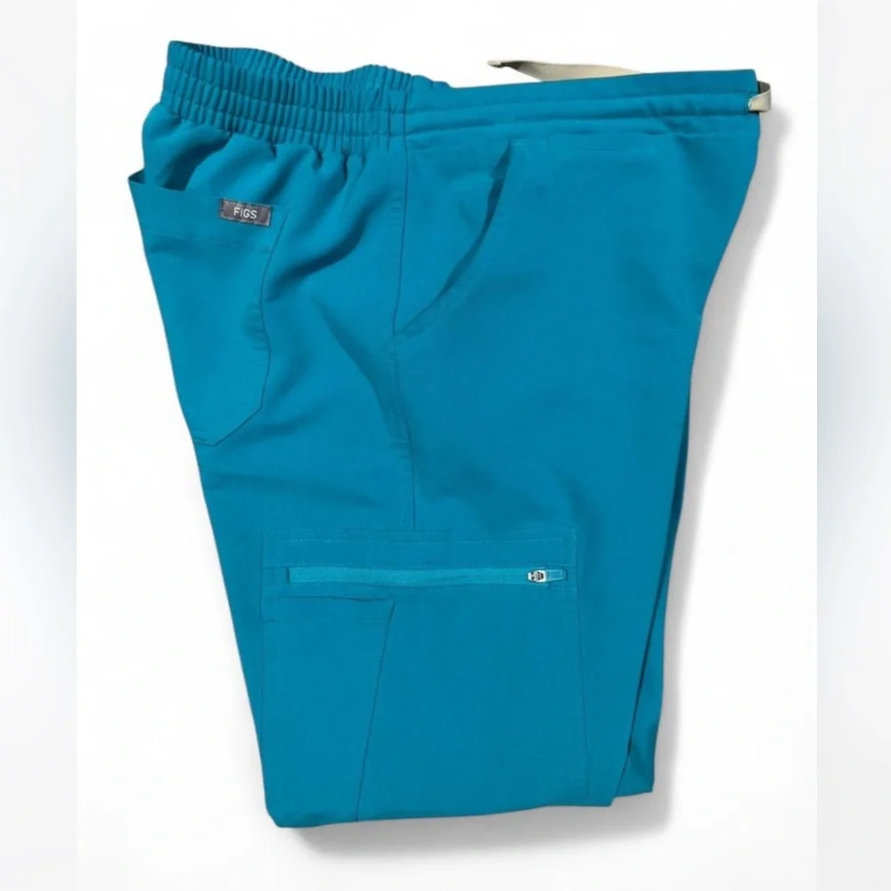 Figs Blue Joggers with Drawstring Waistband and Elastic Cuffs